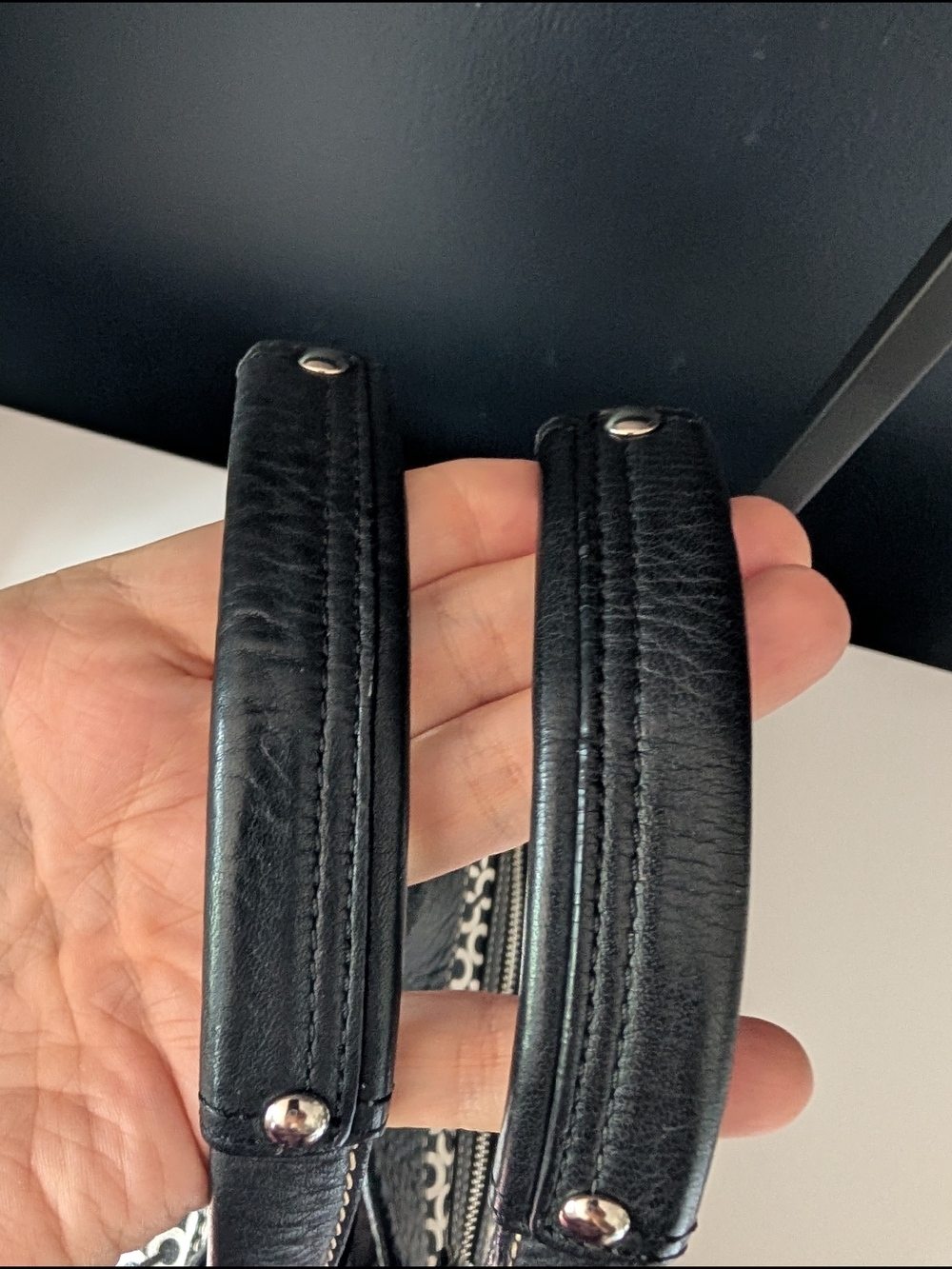 Coach Black and White Signature Tote Bag - Picture 6 of 13